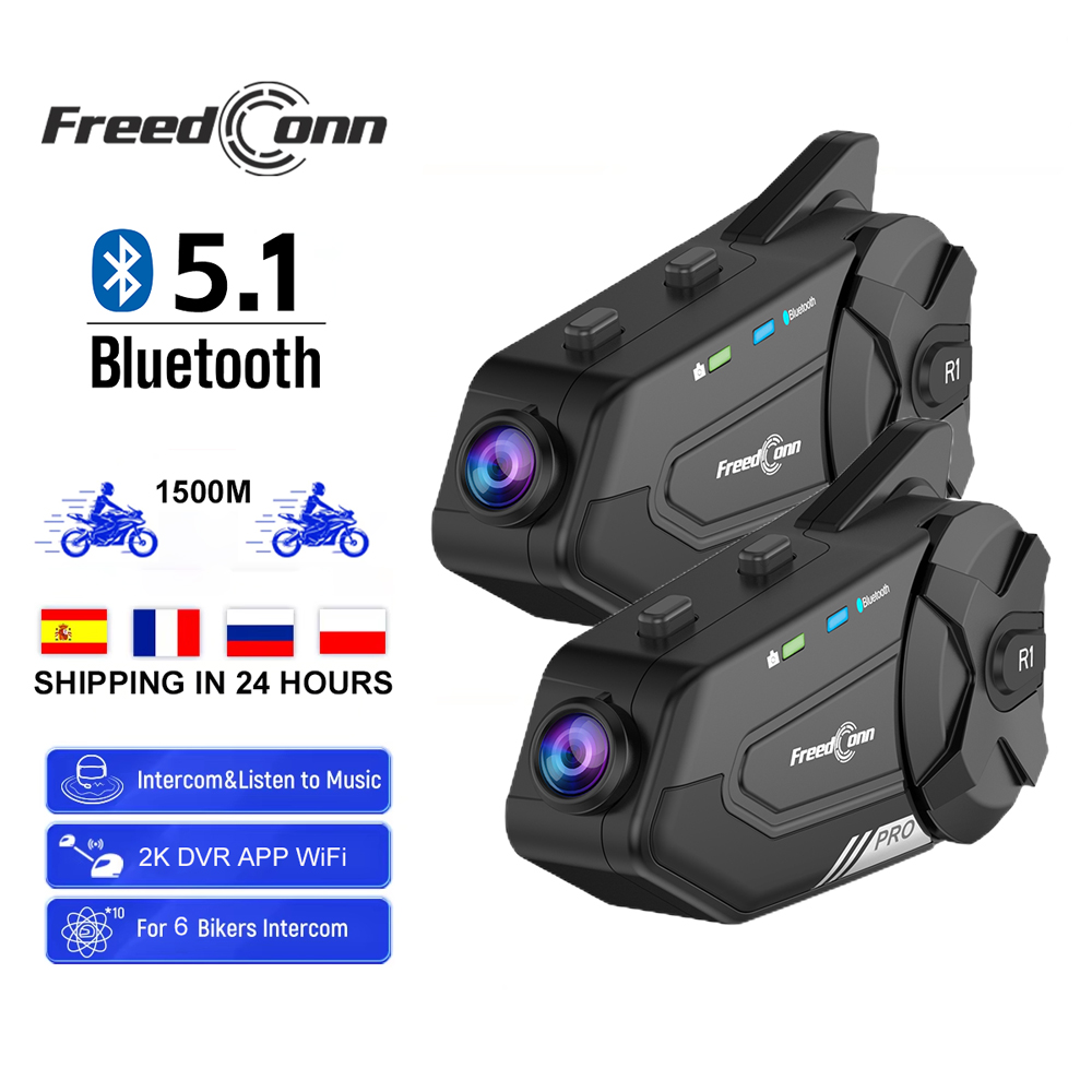 Universal Motorcycle Helmet Intercom Headset - Freedconn Motor Intercom Auto Dvr Helm