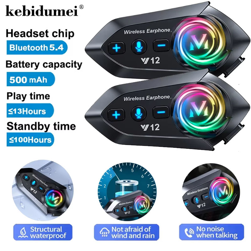 Full Face Motorcycle Helmet With Bluetooth - Y12 Dual Mic Motorhelm Headset Draadloos