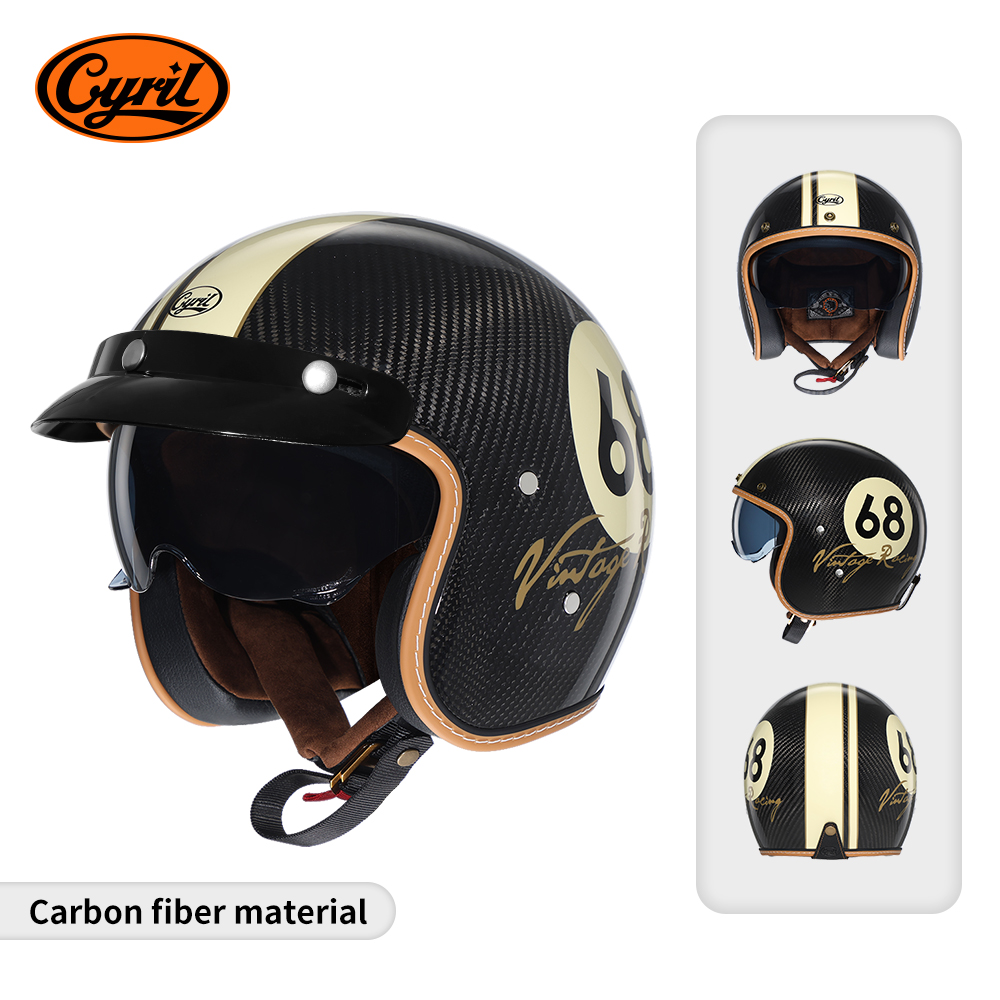 Carbon Fiber Lightweight Motorcycle Helmet - Lichtgewicht carbon fiber open face motorhelmen