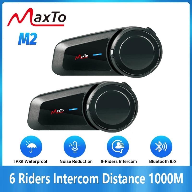 Universal Motorcycle Helmet Intercom Headset - 2 STKS Maxto M2 Motorhelm Bluetooth