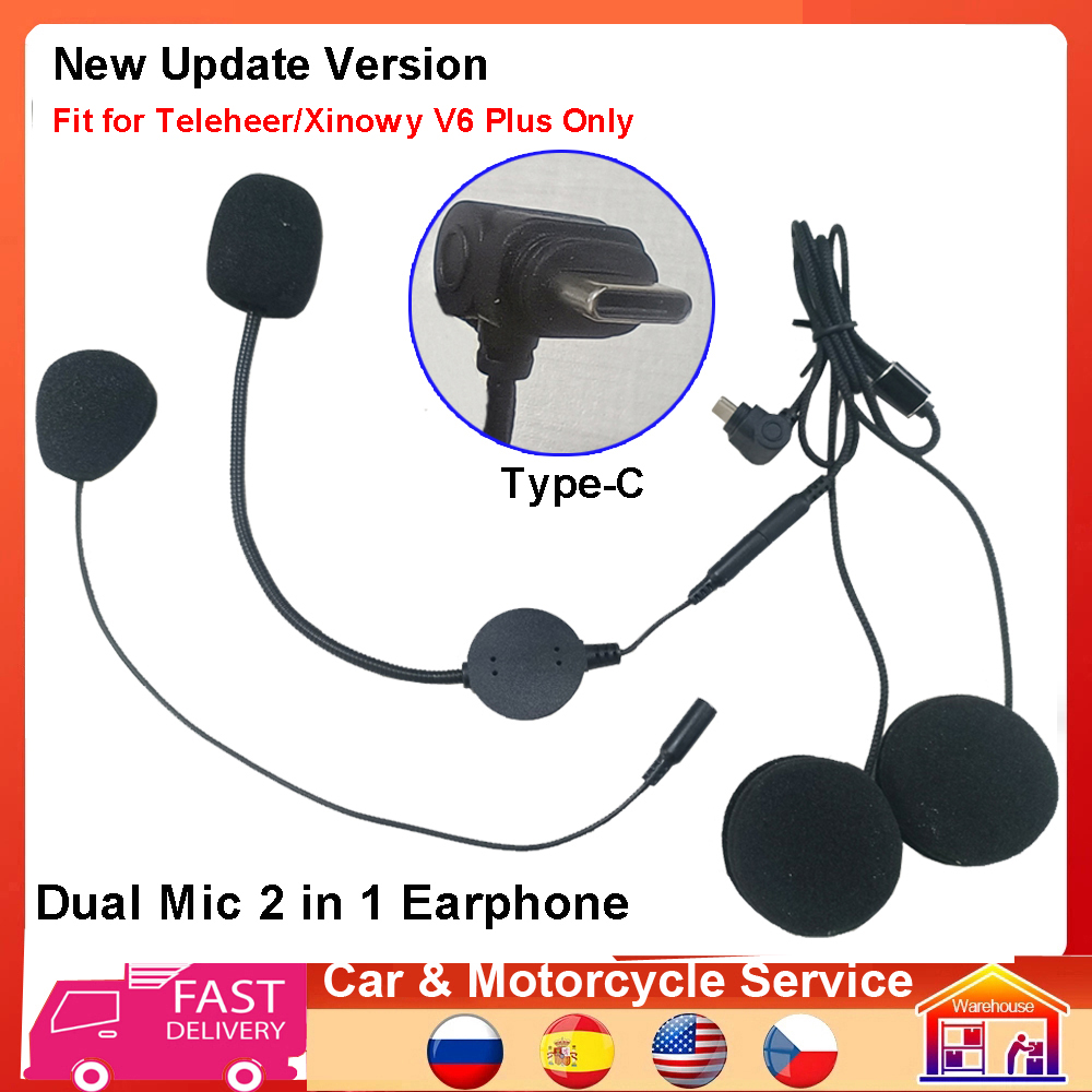 Universal Motorcycle Helmet Intercom Headset - Type-C oortelefoonluidspreker 2 in 1 dubbele