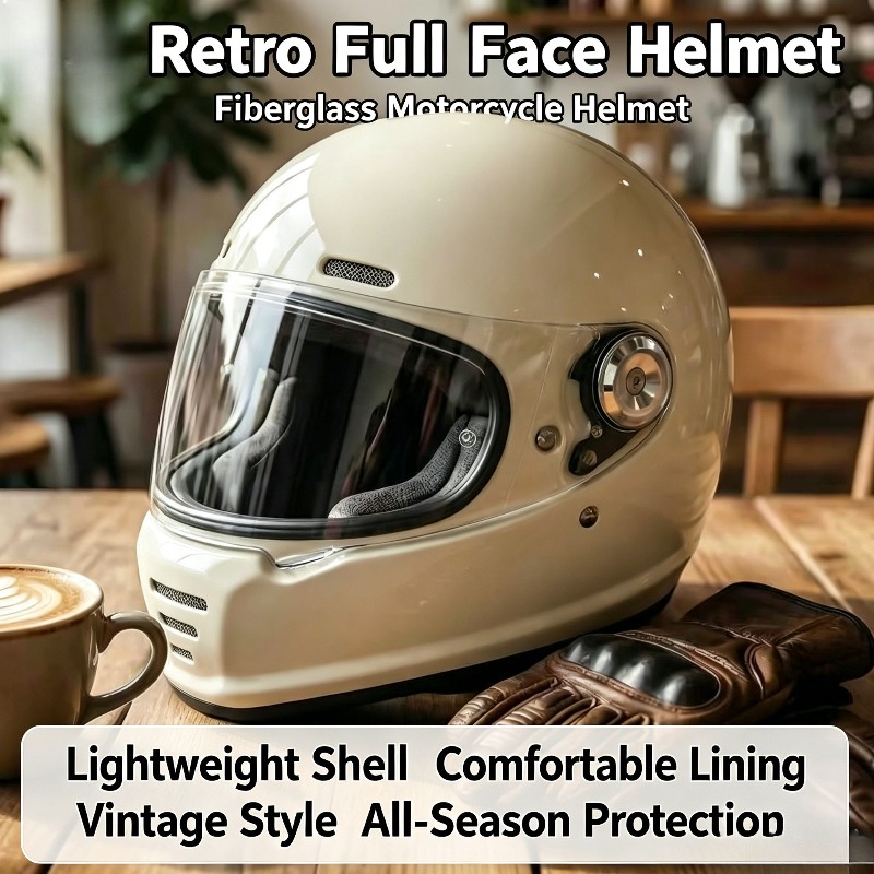 Carbon Fiber Lightweight Motorcycle Helmet - Koolstofvezel retrohelm motorfiets volhelm glasvezel cruiserhelm