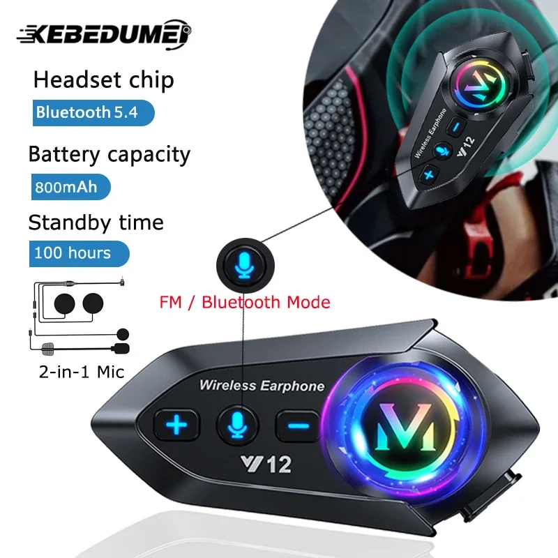 Full Face Motorcycle Helmet With Bluetooth - Kebudumei Motorhelm Bluetooth-headset 800mAh Annulering hoofdtelefoon