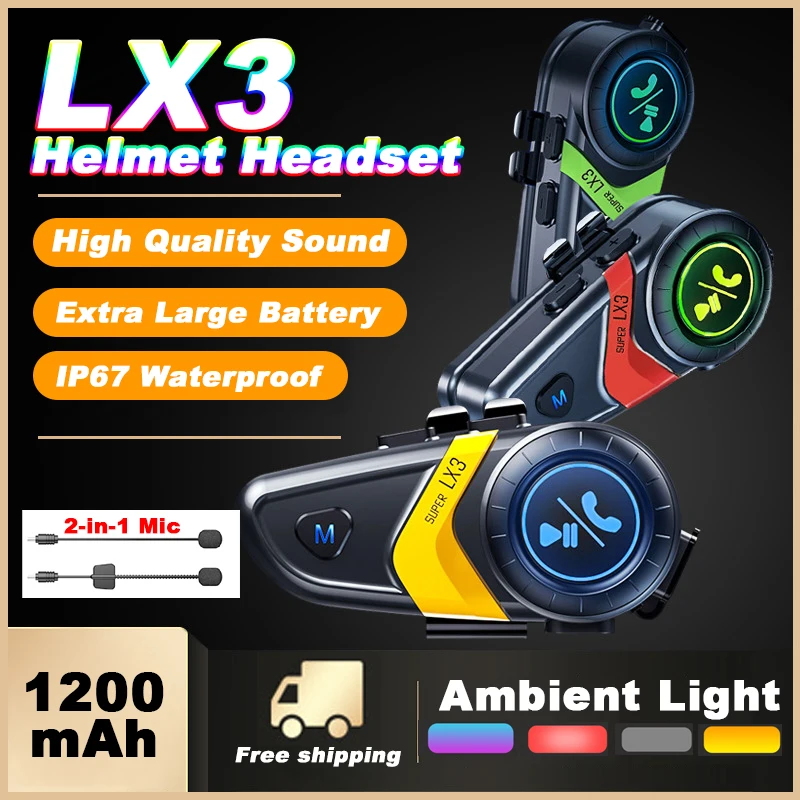 Full Face Motorcycle Helmet With Bluetooth - Lx3 Motorhelm Headset Draadloze Bluetooth 5.0