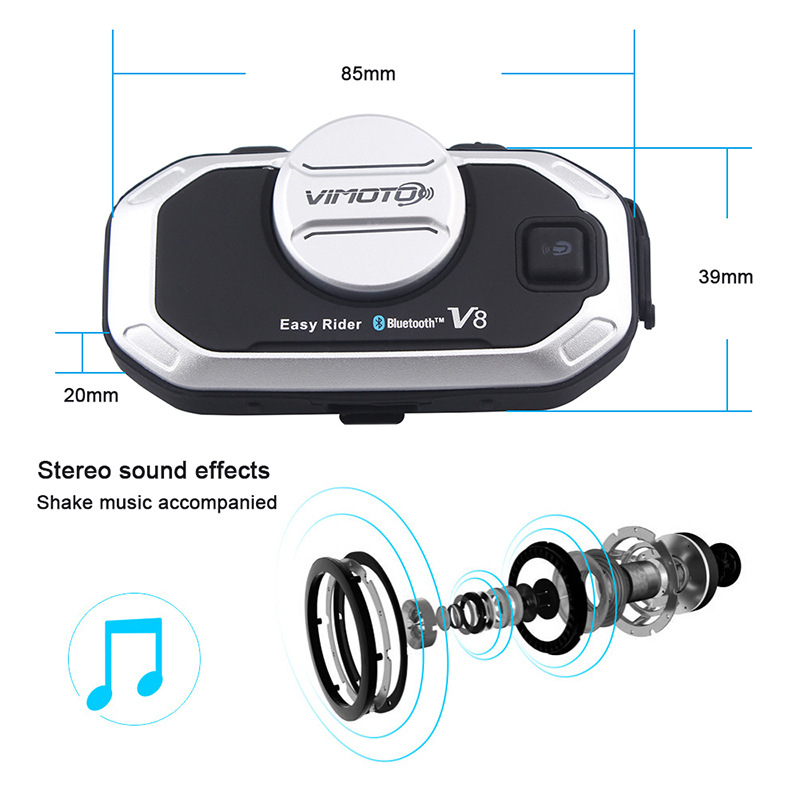 Vimoto V8 Motorhelm Headset Bl - Universal Motorcycle Helmet Intercom Headset recensie en prijs