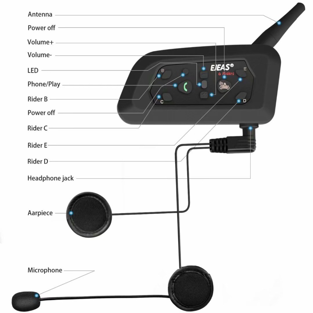 Ejeas V6 Pro V4 3.5Mm Koptelef - Universal Motorcycle Helmet Intercom Headset recensie en prijs